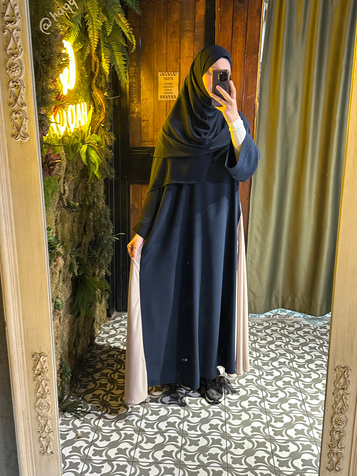 Zâde Abaya + Şal (lacivert)