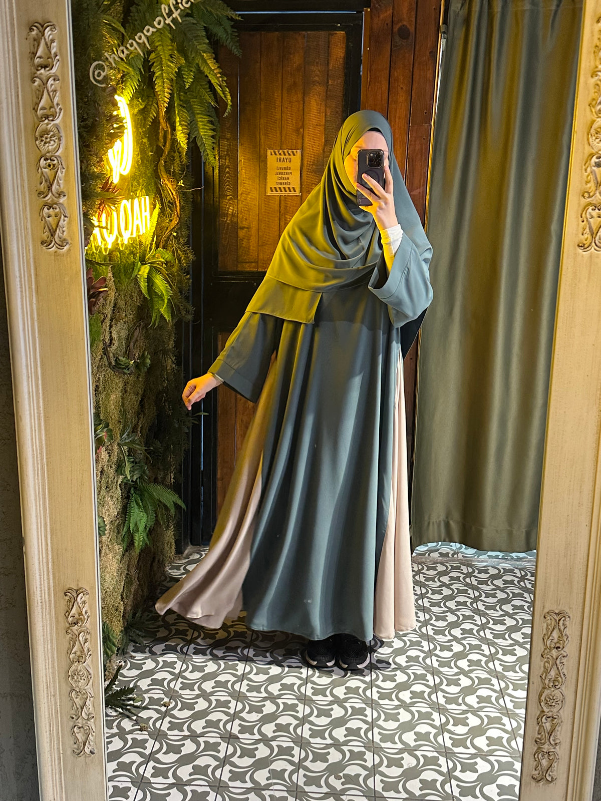 Zâde Abaya + Şal (küf yeşili)
